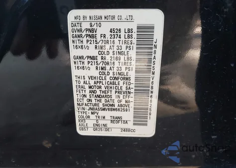 2011 Nissan Rogue S z USA, uszkodzony, nr VIN JN8AS5MV6BW662591